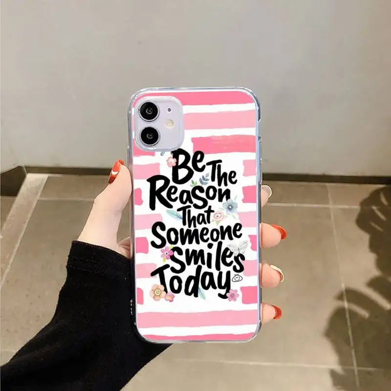 

Green leaf cactus letter pattern Phone Case Transparent for iPhone 6 7 8 11 12 s mini pro X XS XR MAX Plus