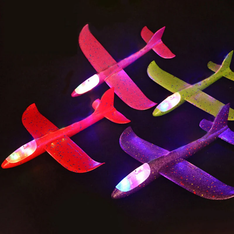 

48cm LED Light-up Luminous Toys for Children DIY Airplane Model Kids Boys Gift Aircraft Hand Throw Flying Glider Foam Plane