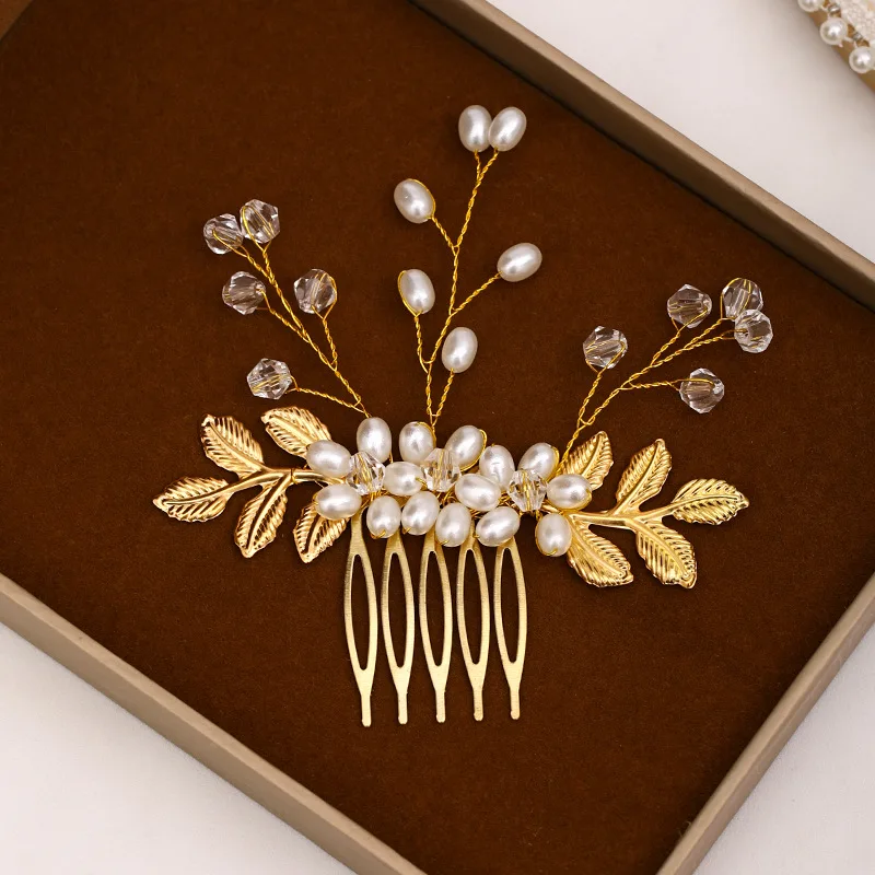 AWAYTR Silver Color Pearl Crystal Wedding Hair Combs Woman Sweet Flower Hairpin Rhinestone Clips Bridal Accessories | Украшения и