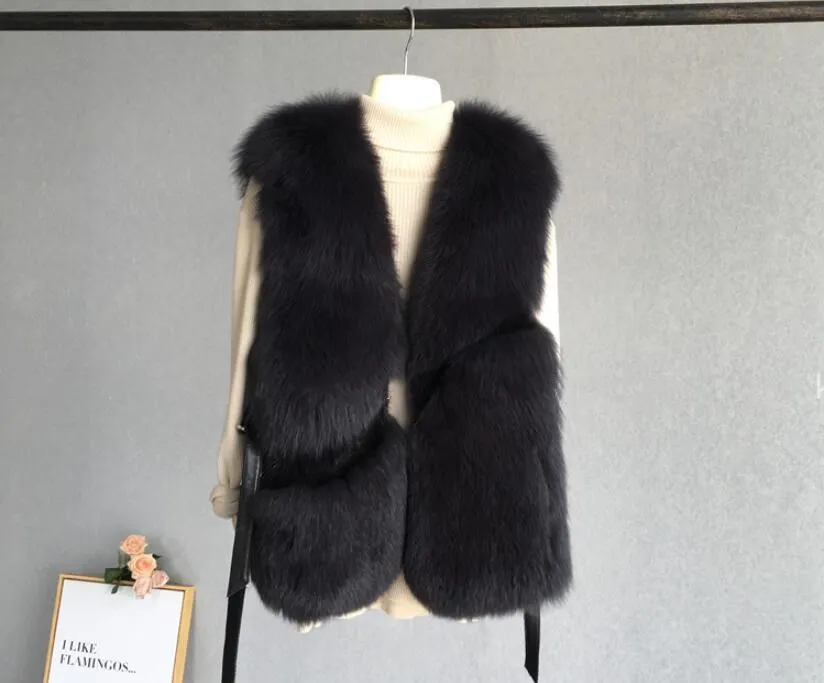 

For Vest Real Women Fox Natural Outerwear Genuine Fur Jacket Waistcoat