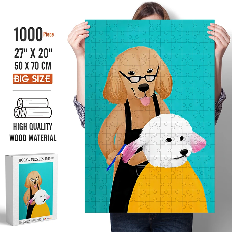 DIY 1000 шт. головоломки Забавные кота собаки арт деревянные для детей и взрослых