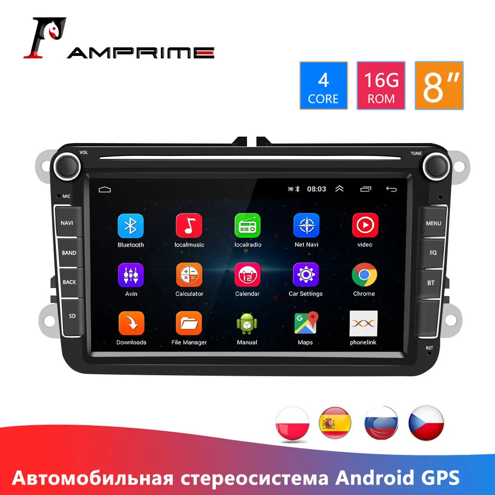 Автомагнитола AMPrime для VW мультимедийный MP5 плеер с сенсорным экраном 8 ''TFT GPS