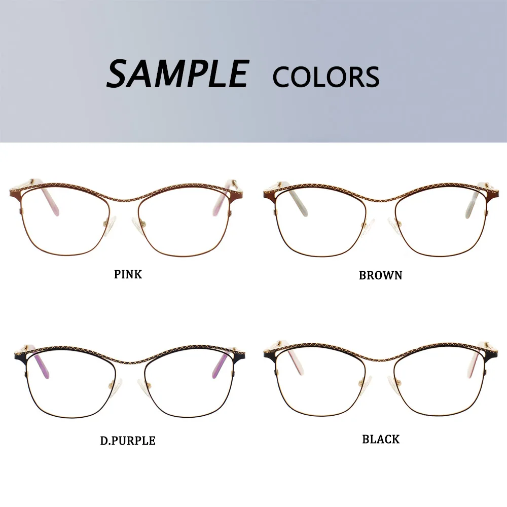 

new design metal Optical Frame Stainless Steel spectacle Frame Myopia Women Eyewear with 1.61 anti blue Lens (06.00)