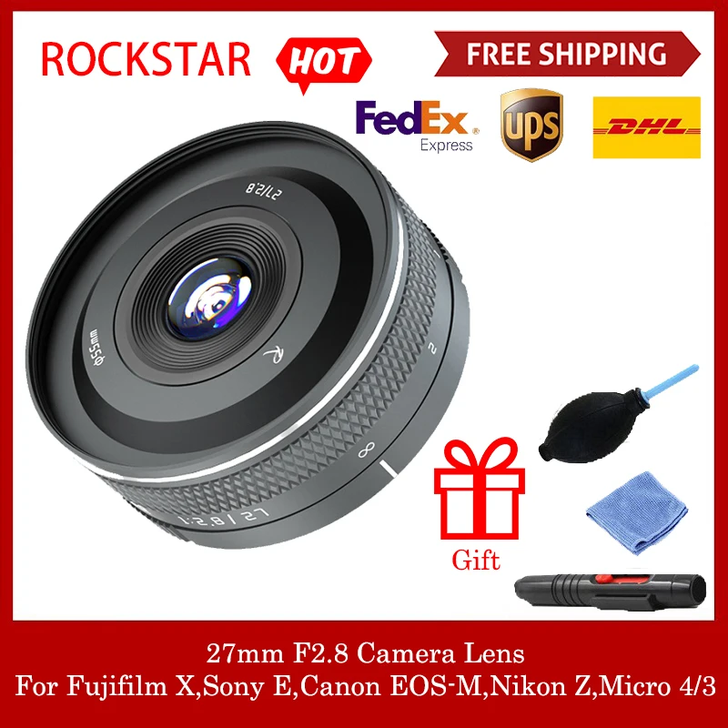 

Объектив RockStar 27 мм F2.8 с большой диафрагмой и фиксированным фокусом для камеры Fuji XF Canon EF-M Sony E Nikon Z Leica L SIGMA M4/3