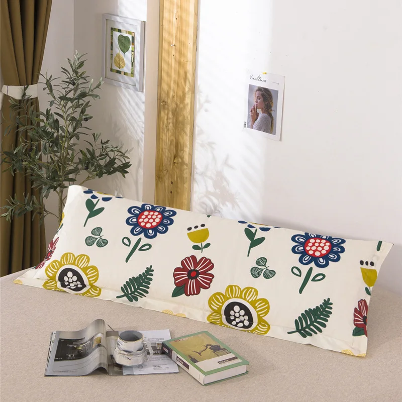 

Bedding Double Long Pillowcase, Floral Print Long Pillow Case 45x120cm, 45x150cm, 45x180cm XF883-35
