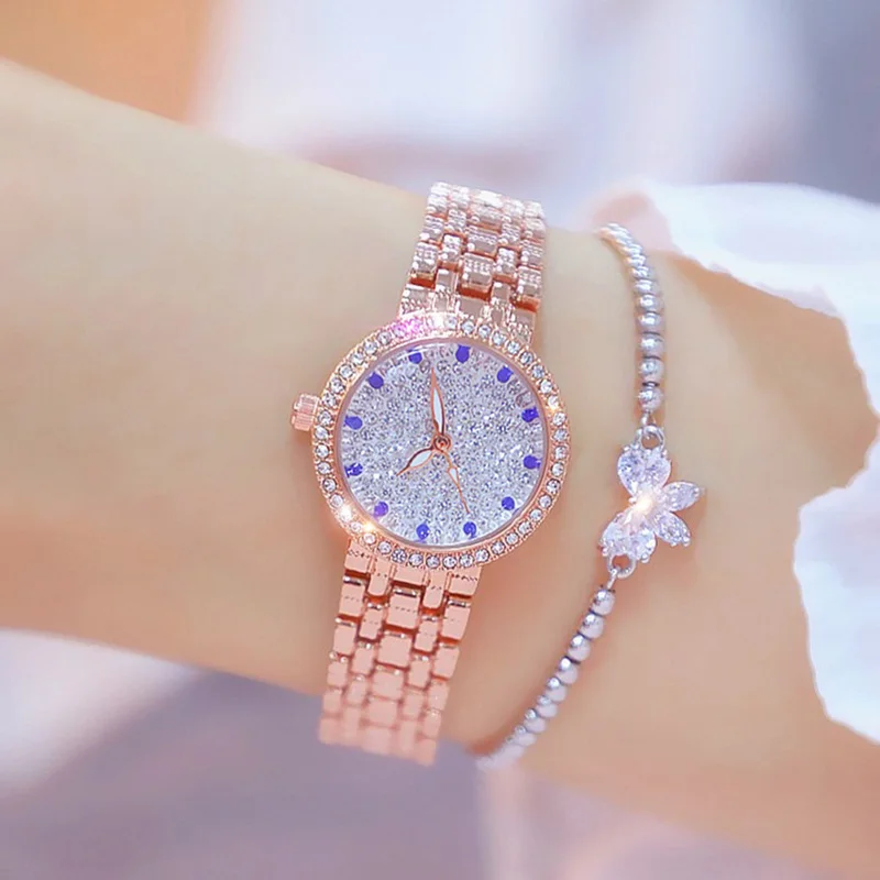 Лидирующий бренд роскошные часы розового золота женские браслет с кристаллами