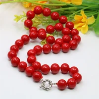 cuteromantic fashion beautiful artificial red coral round beads 8101214mm necklace chain choker clavicle jewelry 18inch y780