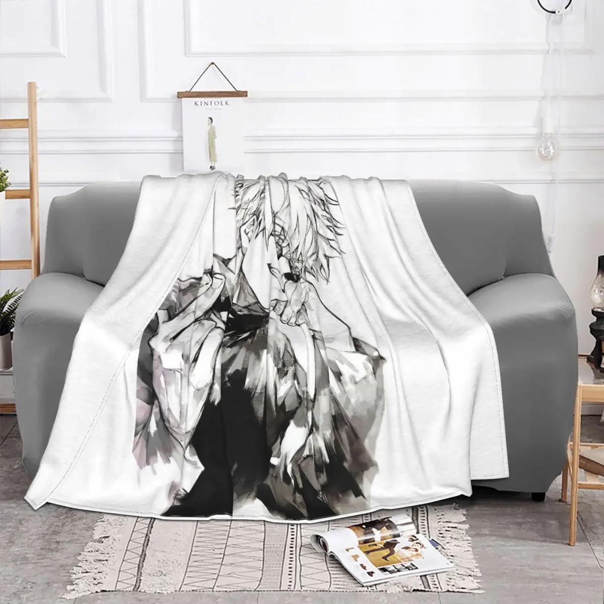 Теплое Флисовое одеяло с аниме манга постельное белье для путешествий и отдыха