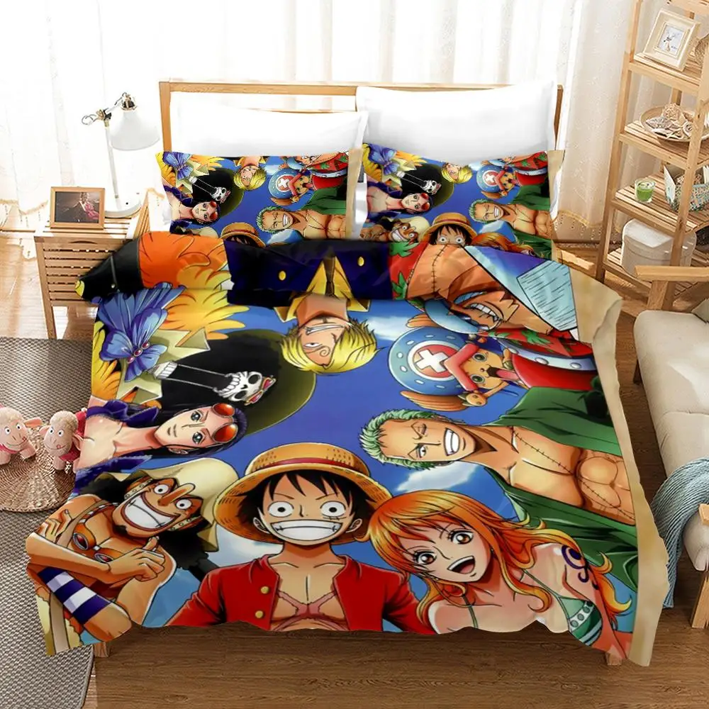 

3D Print One Piece Duvet Cover Sets Cartoon Cute Anime Character Bedding Set Blue polyester Home Set Bed Linen Set