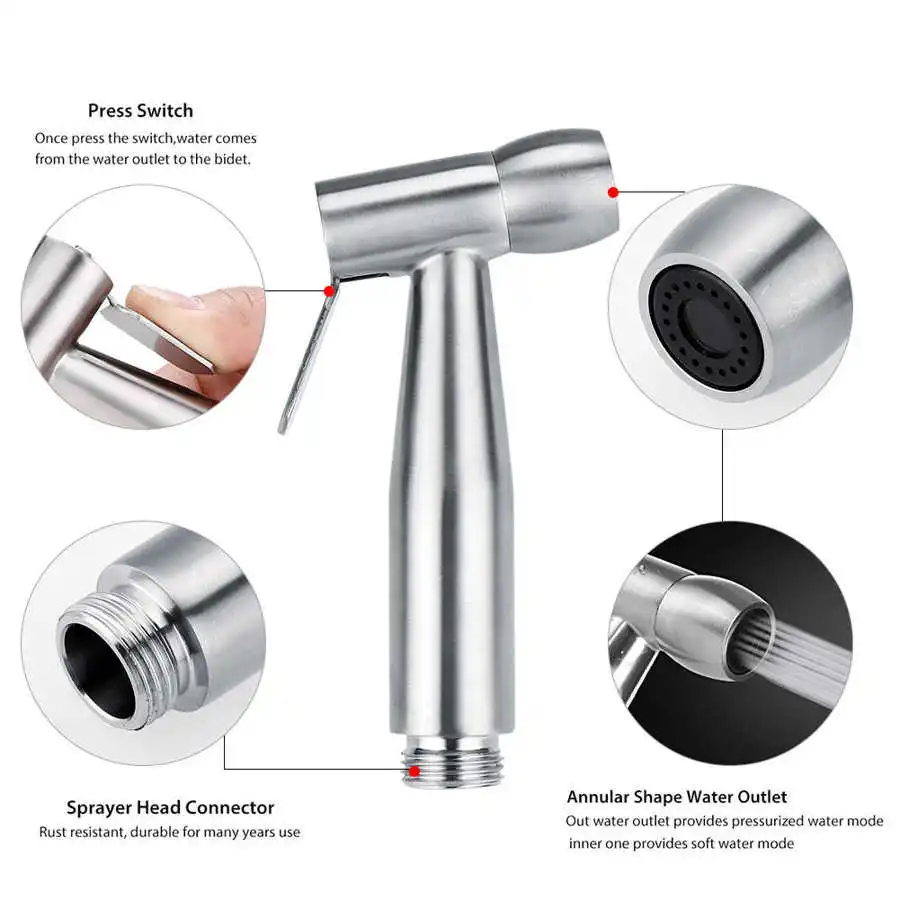 Туалет Биде опрыскиватель из нержавеющей стали ручной Опрыскиватель Ванная