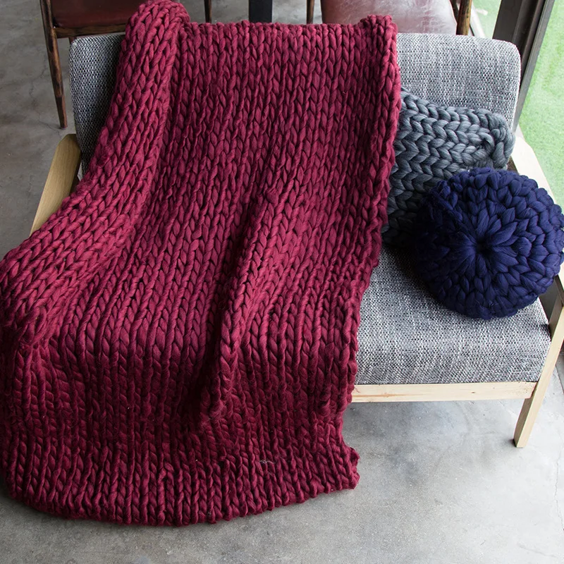 Microfine Blanket New Thick Line Woven Iceland Wool Knitted Cover Spring and Autumn Sofa Bedroom Pure Color | Дом и сад