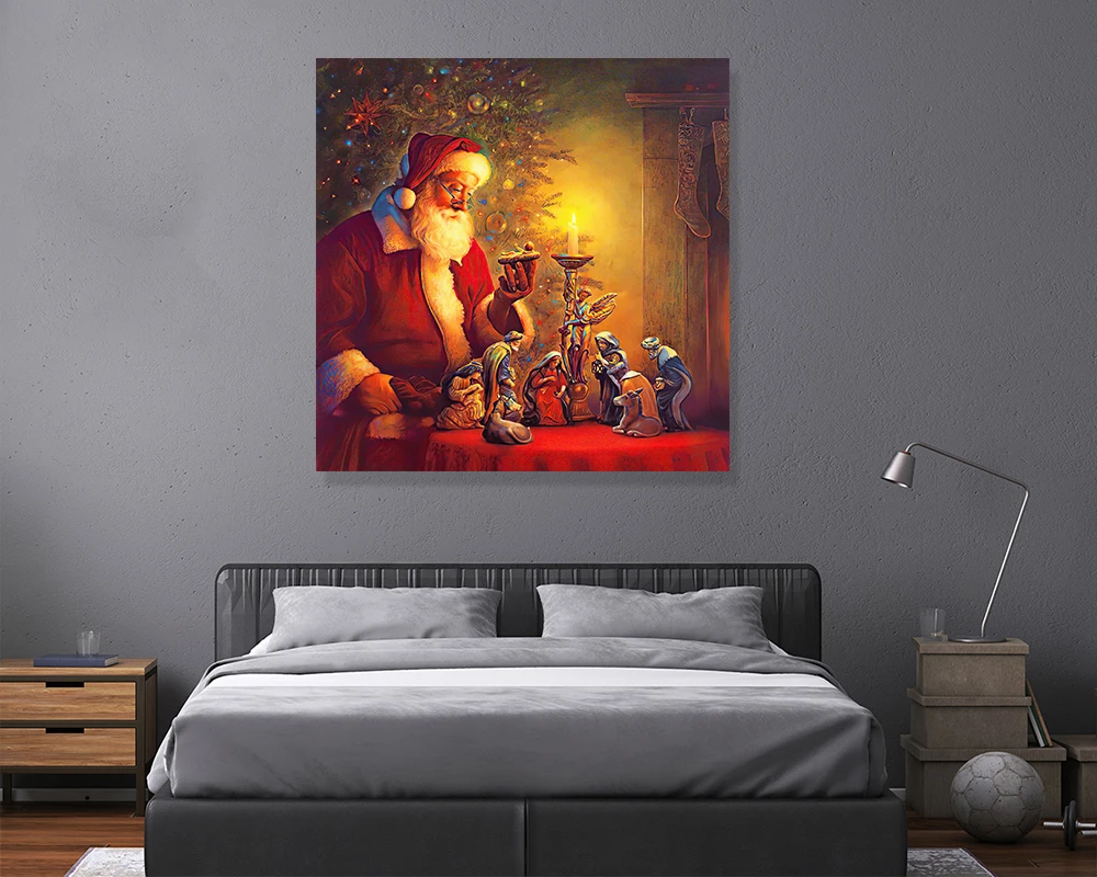 Рождественская картина в рамке с Санта-Клаусом светодиодный светодиодная