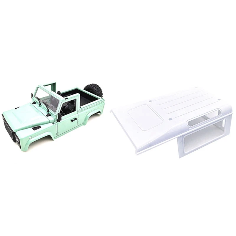 

2 Set RC Car Part: 1 Set D90 Car Body Shell With Tire & 1 Pcs Plastic RC Car Roof Canopy Replacement Part Cover