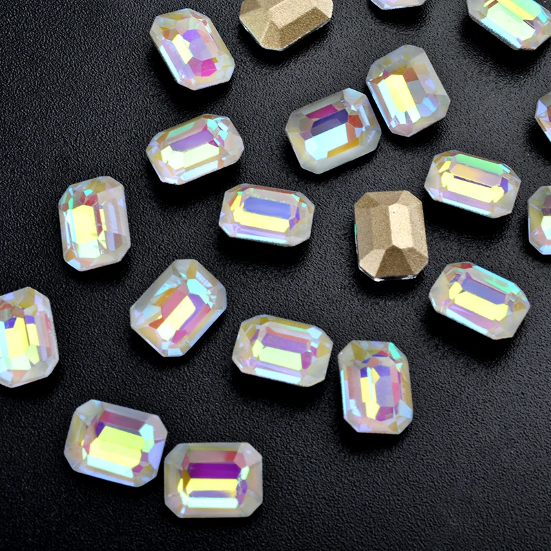 10 шт. опал Аврора Блестящие Стразы для ногтей AB цветные острым концом с