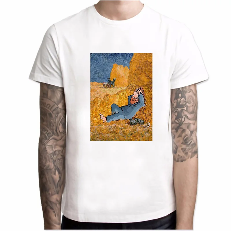 

Oversized 2020 New Summer O-neck Casual T-shirt Man Harajuku T Shirt Men's Spoof Van Gogh Tops Tees Fashion Tshirt Male Clothing