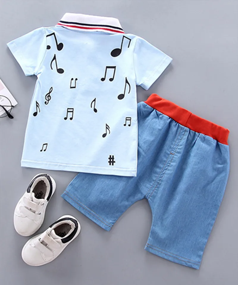 2020 New Children's Clothing Suit for Boys Sets Kids Summer Short-sleeve Lapel T-shirt + Pants Two-piece Baby Set |