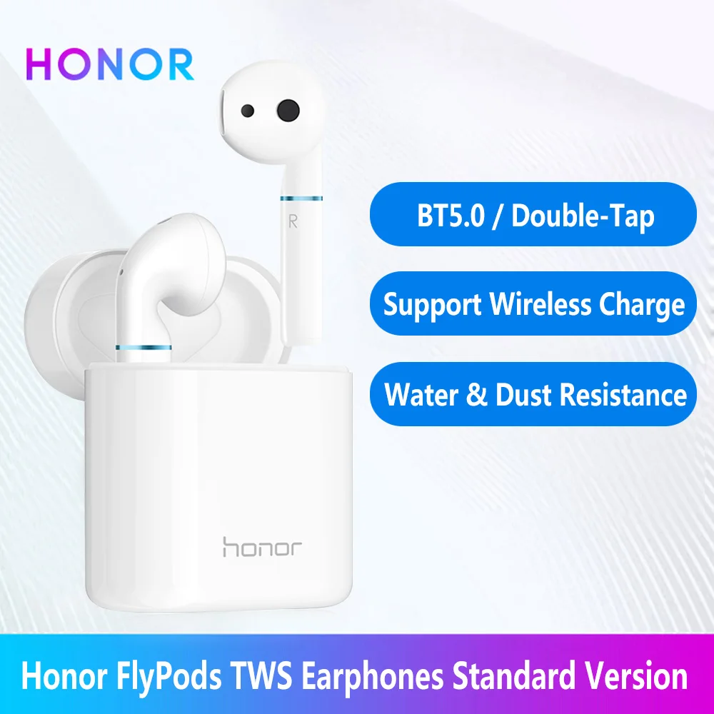 Huawei Honor Flypods Беспроводные Гарнитуры Hi-Fi TWS Bluetooth наушники водонепроницаемые IPX54 Беспроводная зарядка коробка CM-H2S