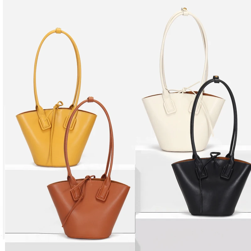 

2021 Autumn and Winter New 100% Genuine Leather Women's Bag Simple Fashion Catfish Shoulder Handbag Super Beautiful Shopping Bag