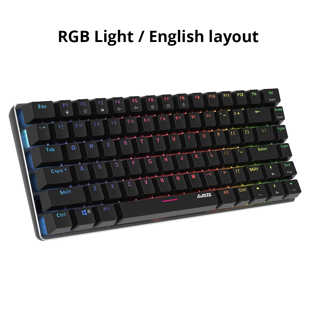 ajazz ak33 gaming keyboard 82 keys russianenglish rgb backlight ergonomic wired mechanical keyboard conflict free free global shipping