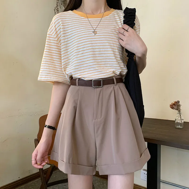 

Шорты женские шифоновые с завышенной талией, повседневные Модные мешковатые Элегантные Короткие штаны для работы в Корейском стиле, лето ...