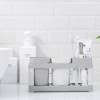toothpaste holder stand set toothbrush storage rack hollow ventilating design drain save space toilet bathroom wash cup shelf