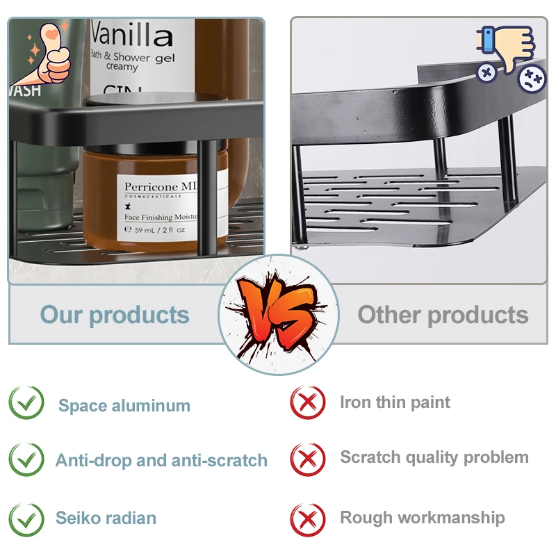 No-drill Bathroom Shelves Corner Shelf Shower Storage Rack Holder Toilet Organizer Accessories | Дом и сад