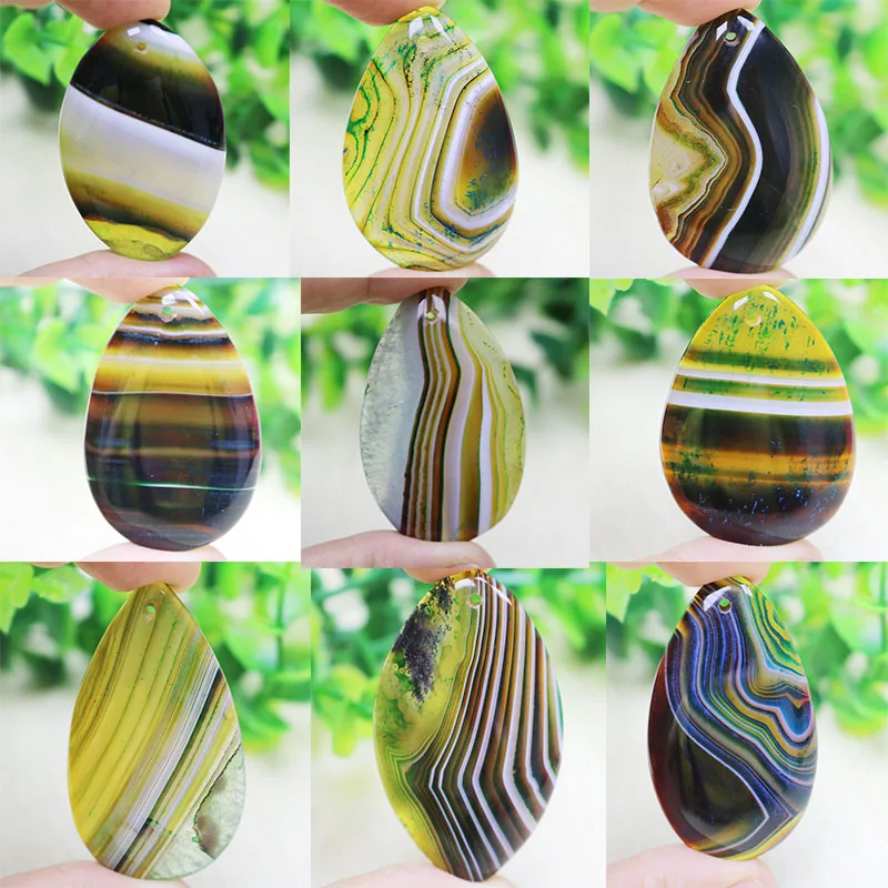 Зеленые полосатые Агаты Овальные Кабошоны для кабошонов Стеклянные Подвески