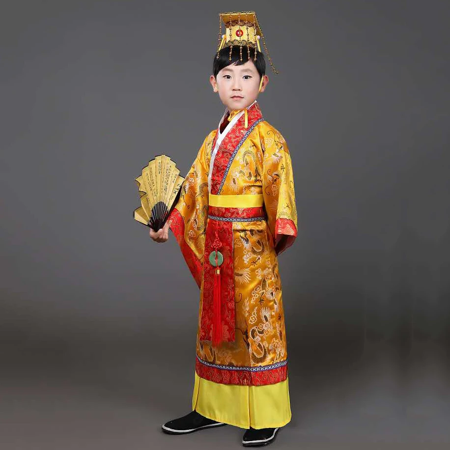 Детское китайское традиционное платье ханьфу для мужчин и мальчиков красная