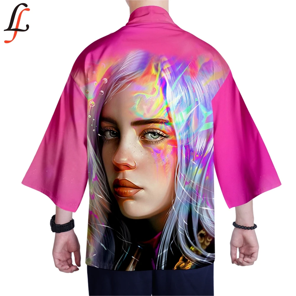 Billie Eilish кимоно кардиган мужской японский Yukata Мужская Haori японская одежда