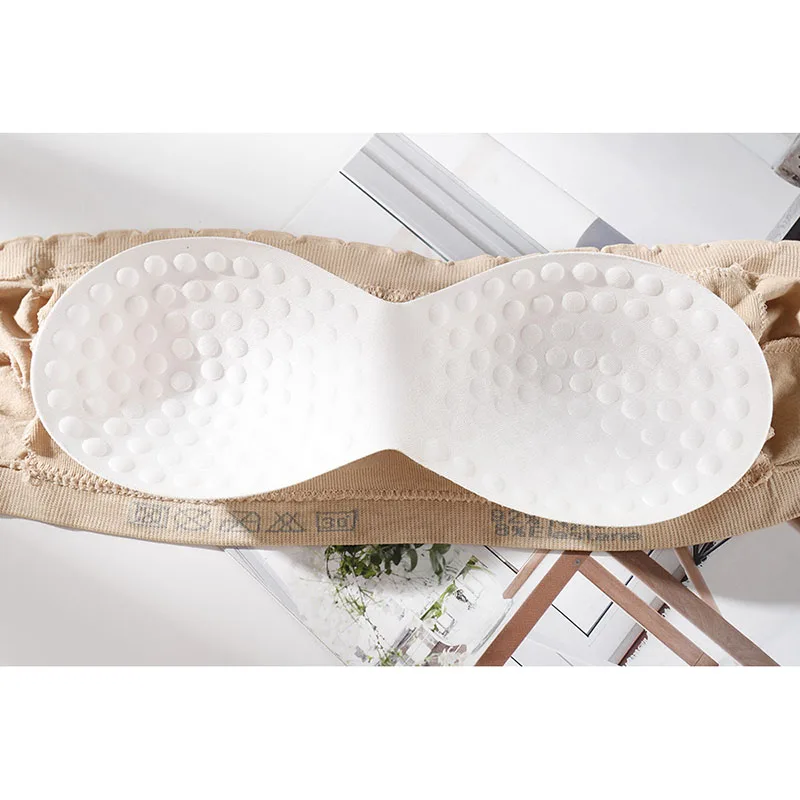 

Tube Top Seamless Wrapped Chest Detachable Chest Pad Bra Stretch Knit Solid Color Bra