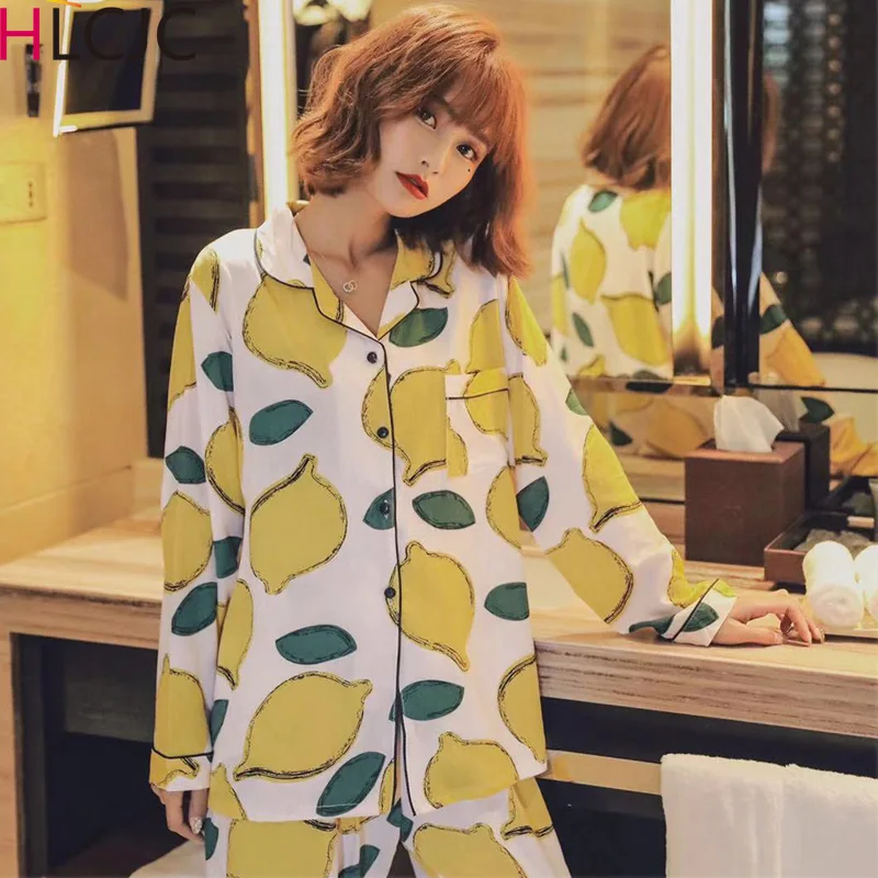 Новое поступление Женский пижамный комплект весна осень новинка тонкая с