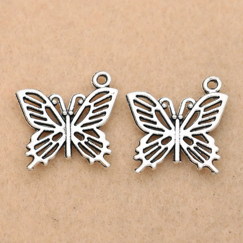 

10pcs Tibetan Silver Plated Butterfly Charm Pendants Earrings Diy Jewelry Making Bracelet Accessories 20x19mm