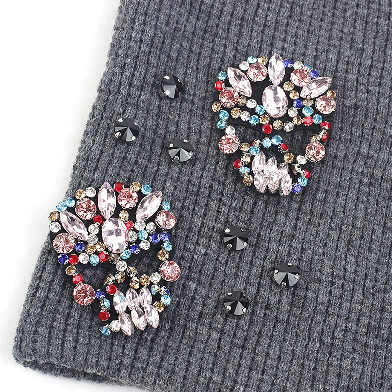 Geebro женские шапки с двойным черепом Стразы мягкие тонкие шерстяные Хлопковые