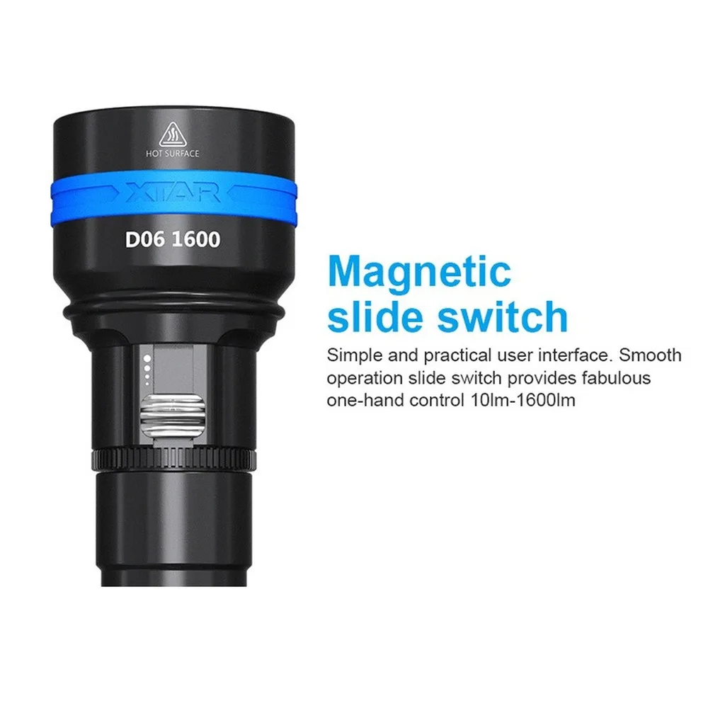 Фонарик для дайвинга XTAR D06 1600 CREE XHP35 D4 Max люмен дальность до Deam 430 м магнитный