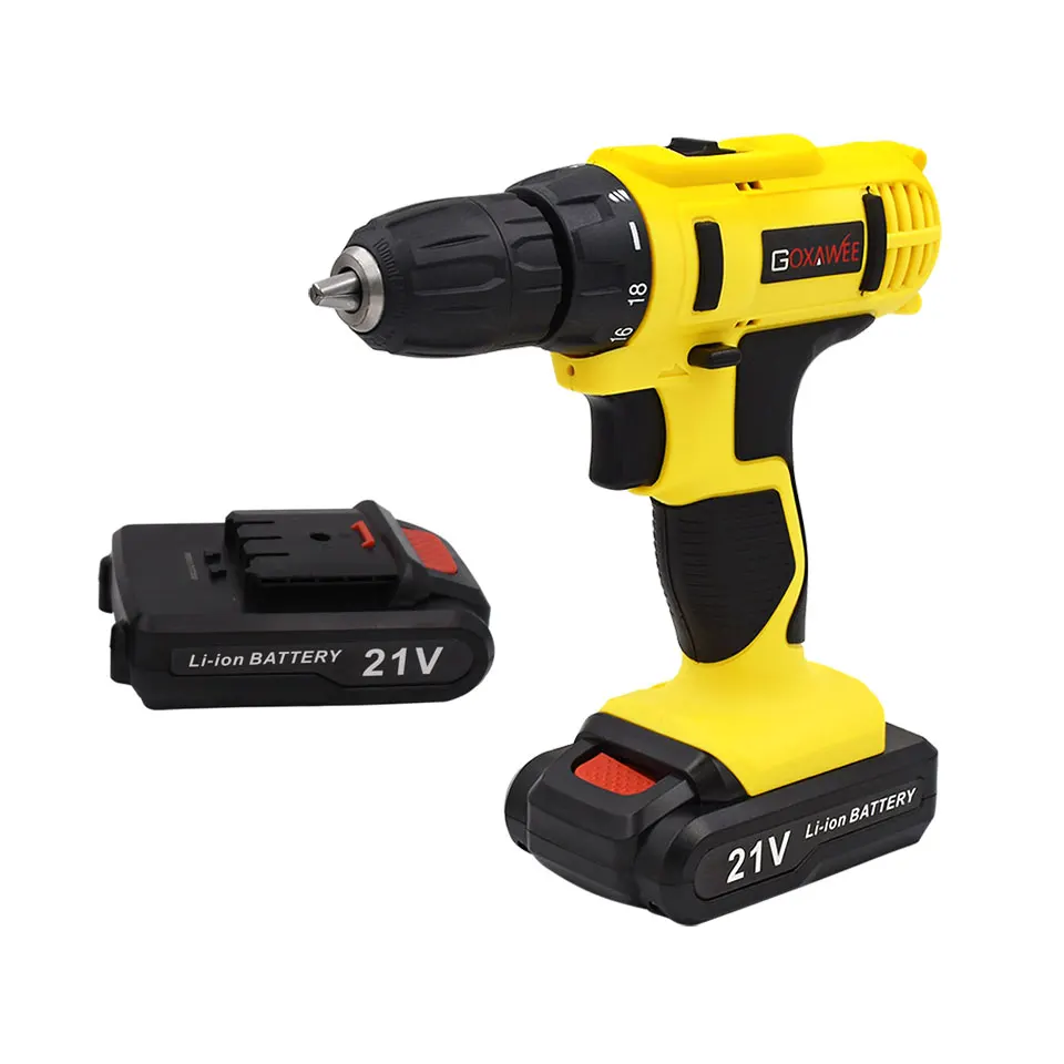 21V Battery GOXAWEE, 12 В, 21 в, электрическая отвертка, мини-Аккумуляторная дрель, беспроводной электрошуруповерт, инструменты, перезаряжаемый литий-ионный аккумулятор, шуруповерт - Цвет: 21V Battery