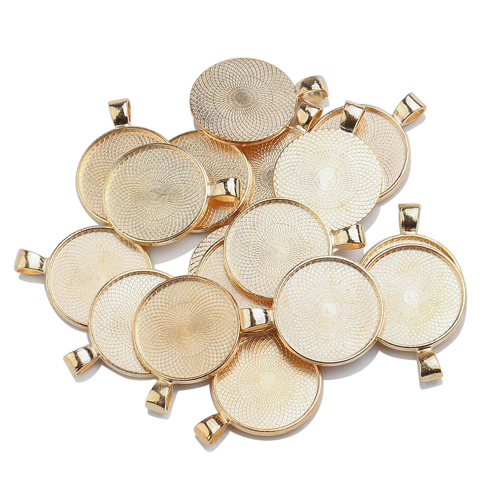 10 шт./лот круглый кулон Пустые Настройки основы для кабошонов ободок лотки