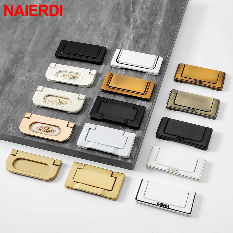 Современные скрытые ручки для шкафа NAIERDI ручка из цинкового сплава кухонный шкаф