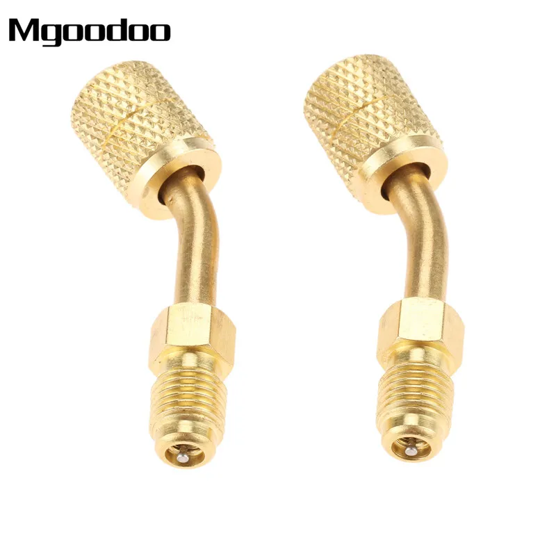 2 шт. R410a адаптер коннектор 1/4 &quotПапа-5/16&quot гнездо SAE поворотный угловой для R410A