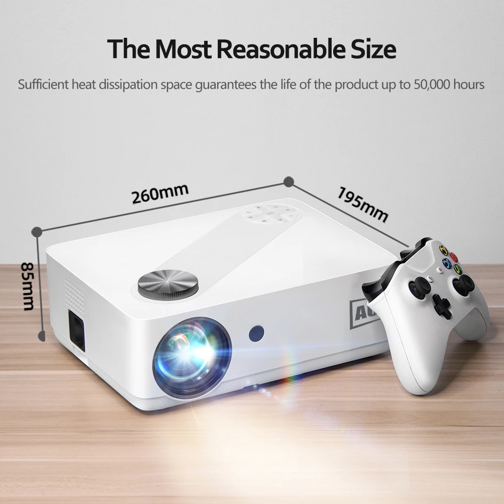 $136.53 AUN Full HD Projector AKEY8 Android 9 Video Projector 4K Decode Home Theater TV Beamer Beam LED Projector for Home Cinema Mobile