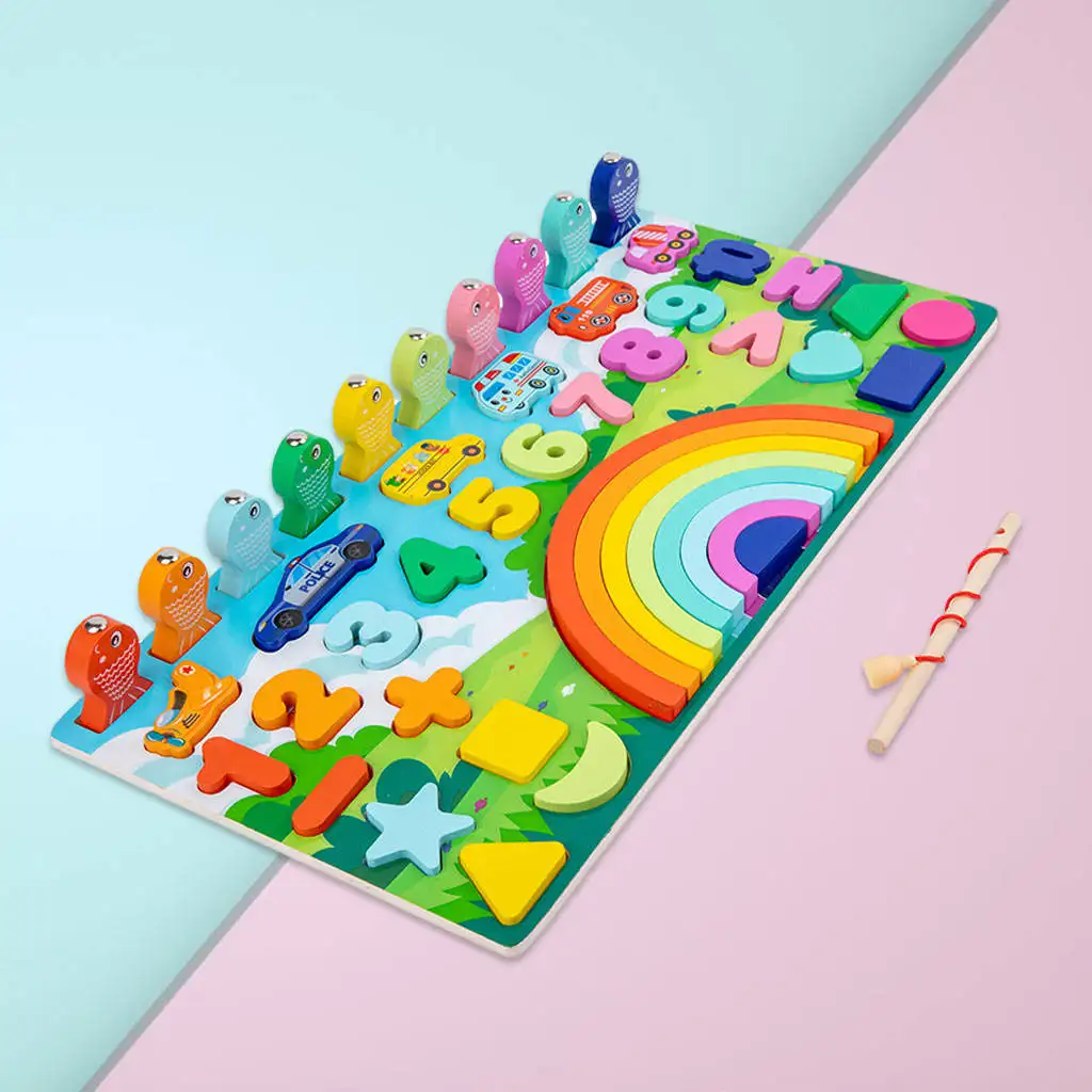 

Wooden Number Puzzle Sorting Color Development 5-in-1 for Girls Preschool