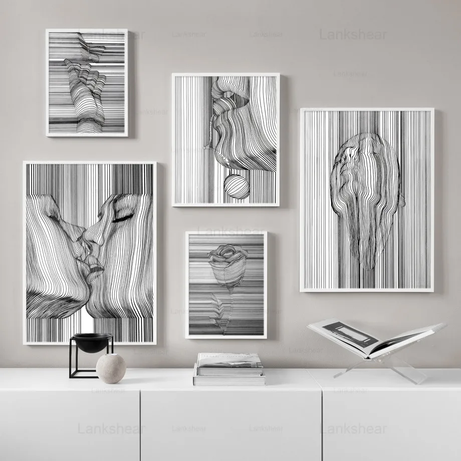 Абстрактная линия девушка обнаженное тело настенные художественные принты