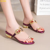 wuyazqi new diamond sandals leather sandals flat bottom clip toe womens sandals comfortable low heel womens shoes q8