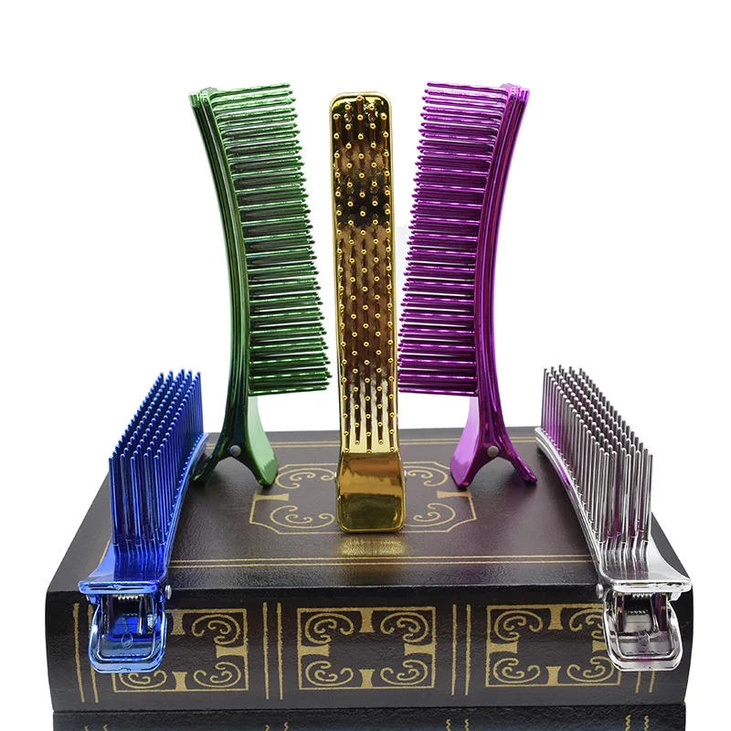 

Salon Professional Hair Grip Clamps Hair Section Cutting Clips Comb Barber Dyeing Perm Hair Pins Home DIY Barrette Hair Styling