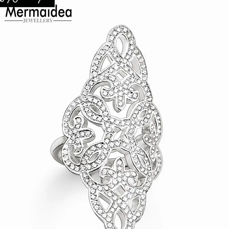 Кольцо с белым кубическим цирконием посеребренное кольцо подарок для женщин