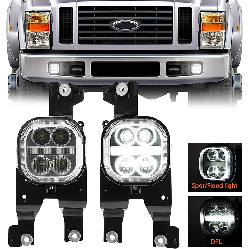 

LED Fog Light Assembly with Daytime Running Lights for 2008 2009 2010 Ford F250 F350 F450 F550 Bumper Driving Fog Lamp