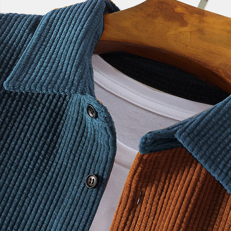 

2021 New Men Fashion Corduroy Blouse Shirt Long Sleeve Business Social Shirt Solid Color Plus Size Work Blouse Brand Clothes