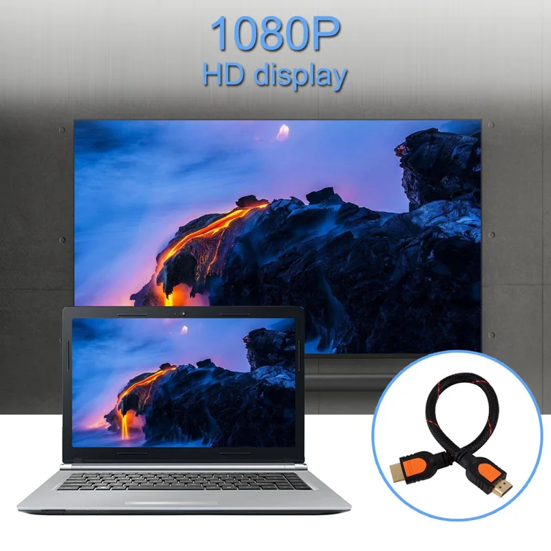 1 Foot short HDMI Cable for HD TV 3D 1080p One Feet 1.4 braided gold | Электроника
