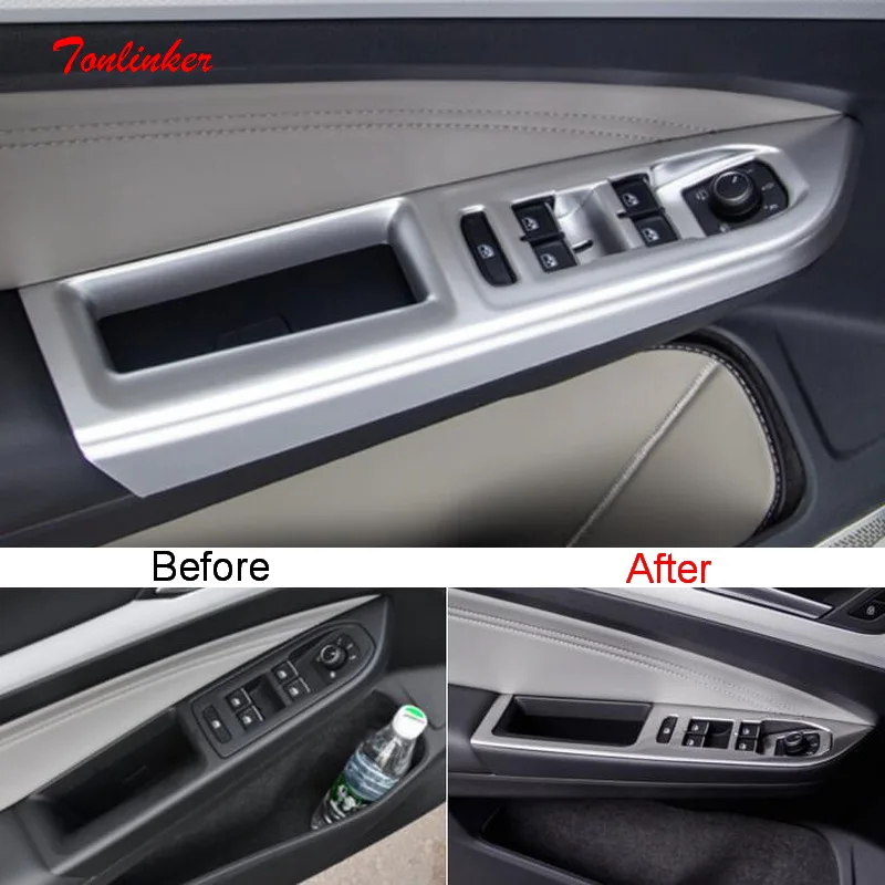 

Tonlinker Interior Car Windows Control Panel Cover Sticker For VW GOLF MK8 2021 Car Styling 4 PCS ABS/Metal Cover Stickers
