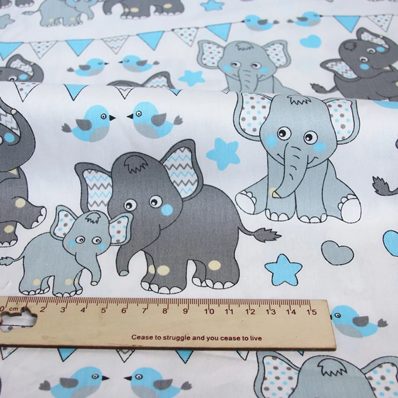 Хлопчатобумажная ткань с принтом милого слона лоскутное шитье сделай сам для