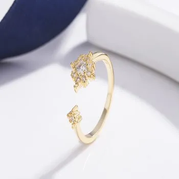 

European and American simple personality square exquisite luxury zircon opening design atmospheric fashion ring female R2050